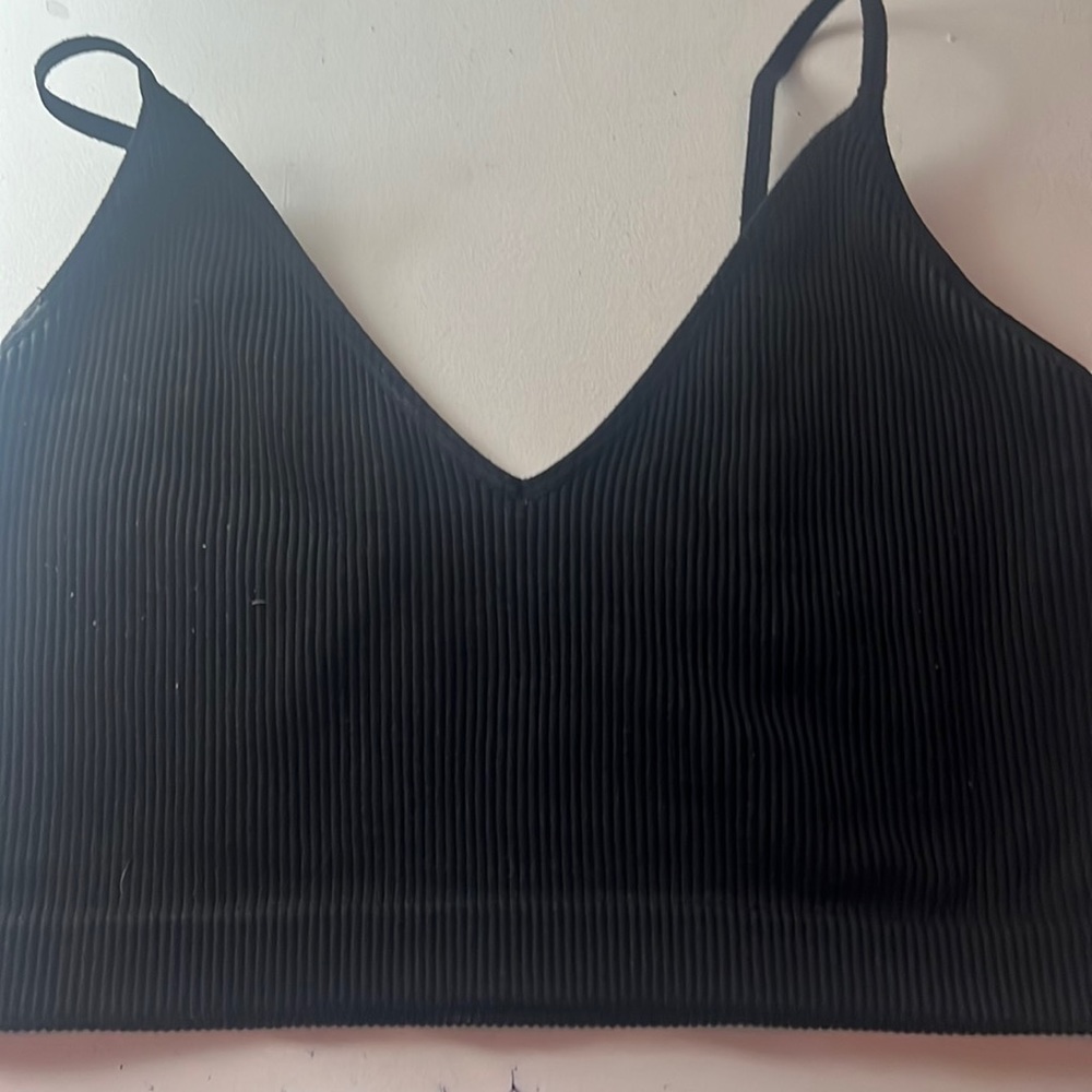 black ribbed spaghetti strap